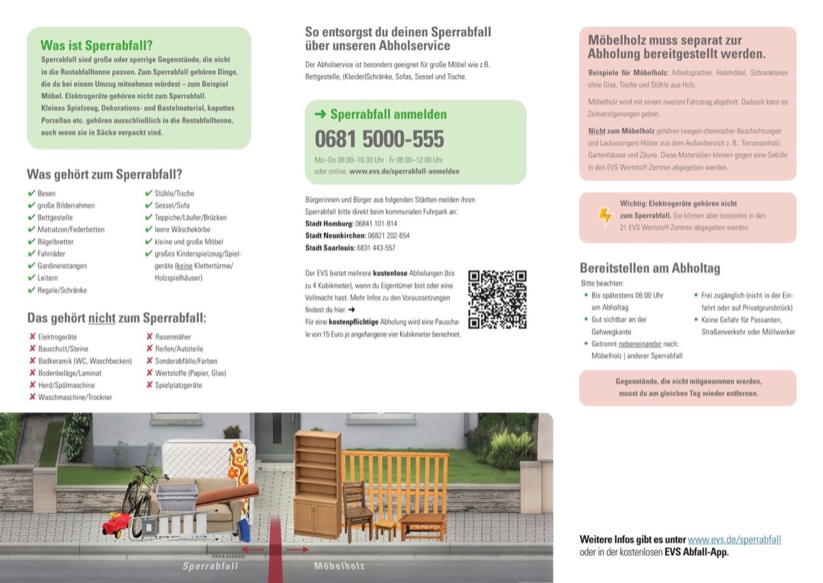 Innenseite des EVS Sperrabfall-Flyers 2026