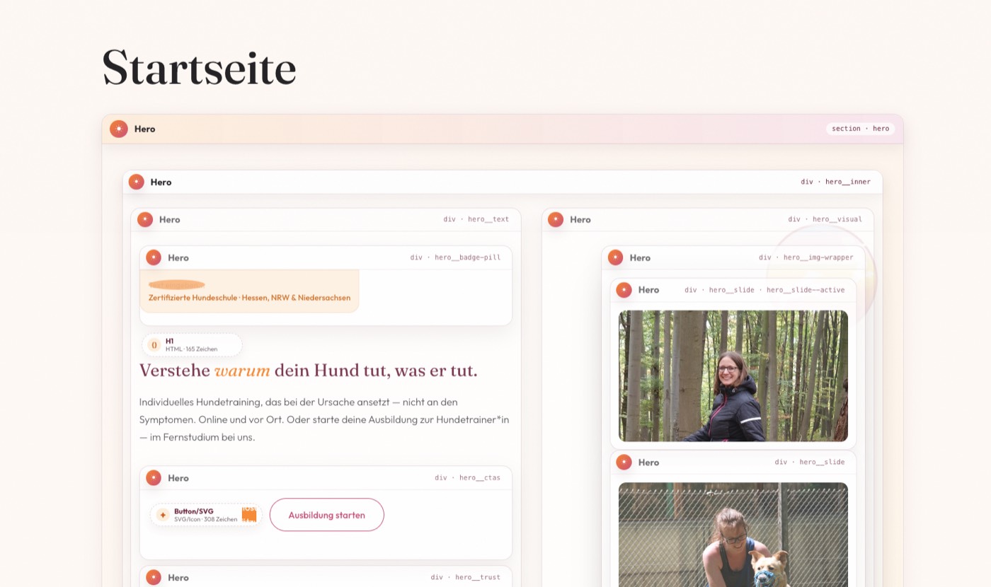 Hundesommer Startseite im Gutenberg-Backend