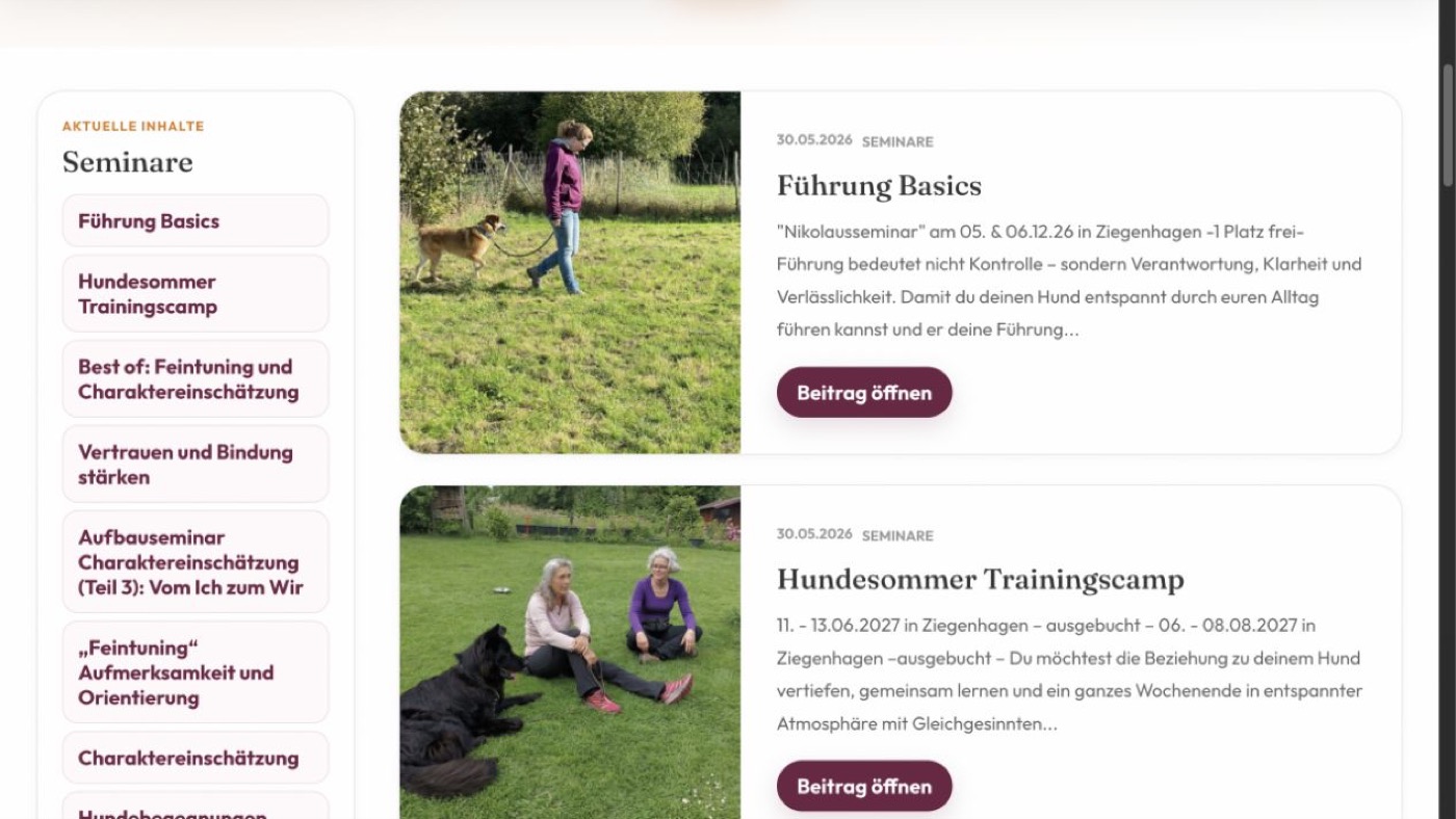 Hundesommer Seminarteaser mit Detailansicht