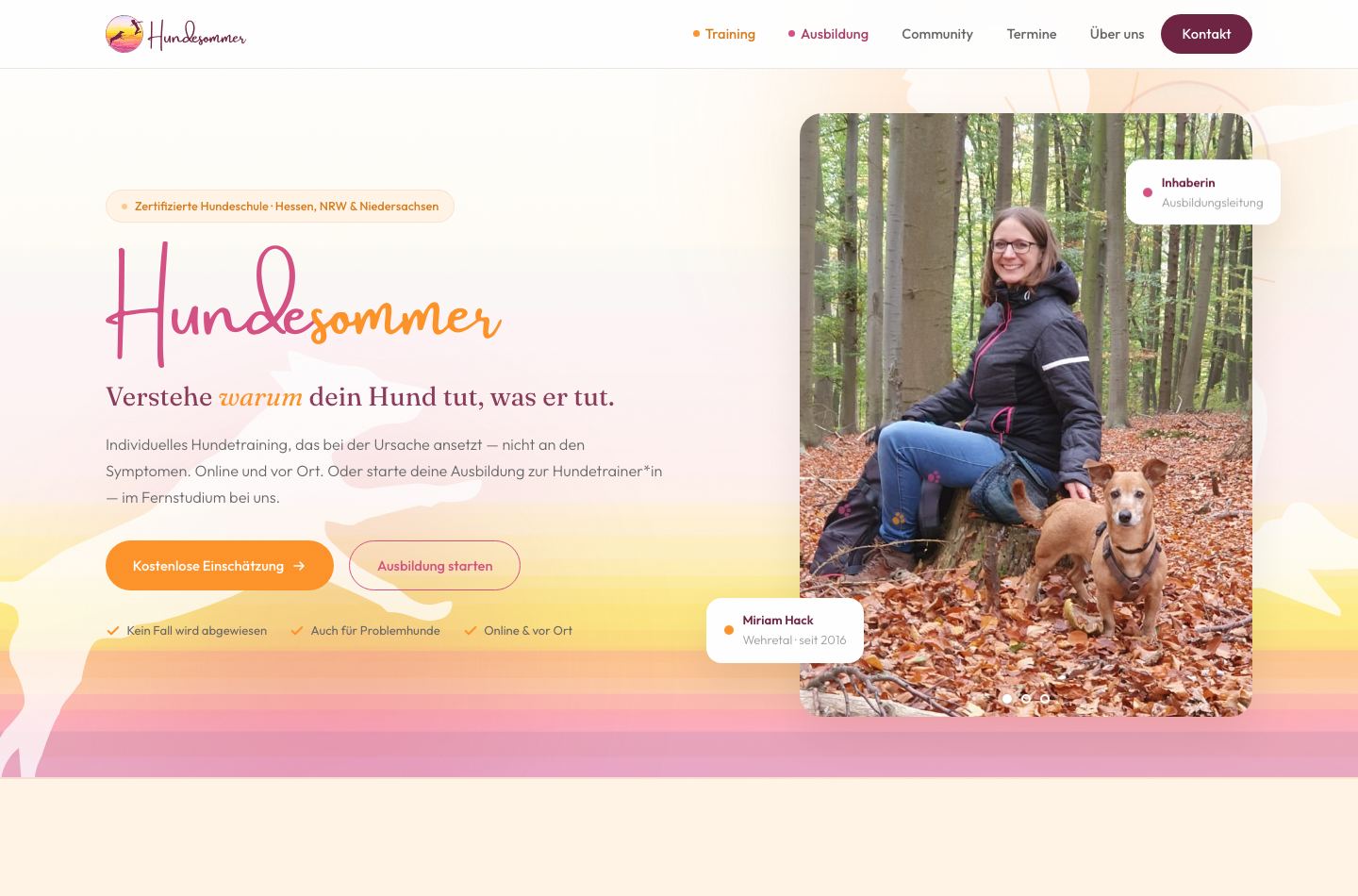 Hundesommer Startseite mit Paw-Trail-Detail