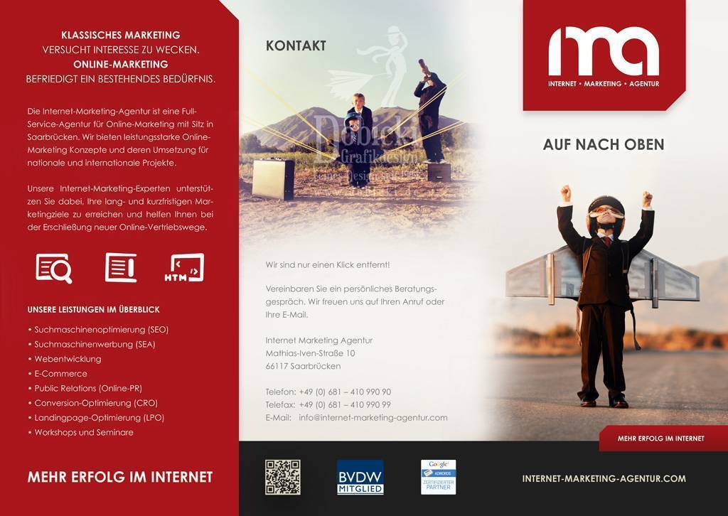 Ansicht des IMA-Messematerials oder Printauftritts