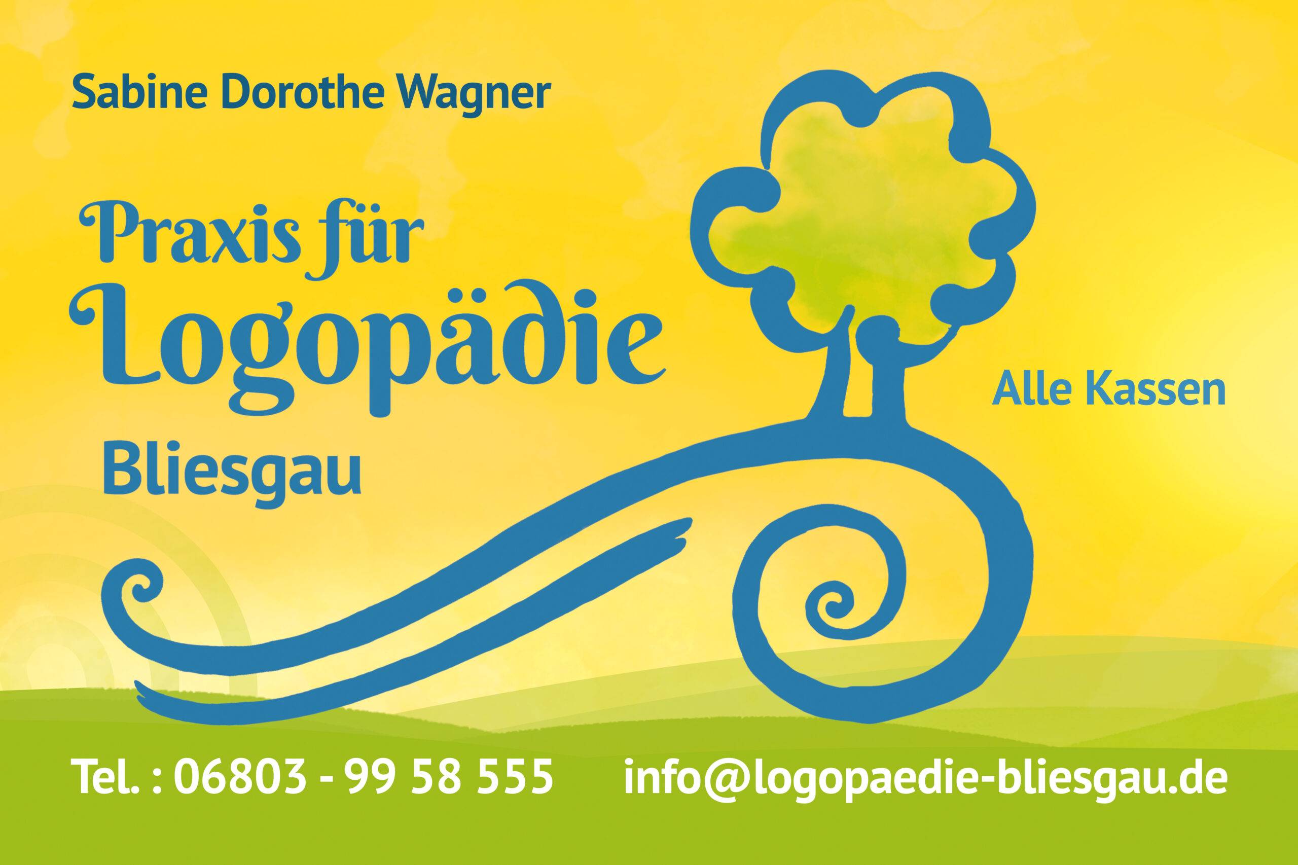 Ansicht des Logos und Markenauftritts der Praxis für Logopädie Bliesgau