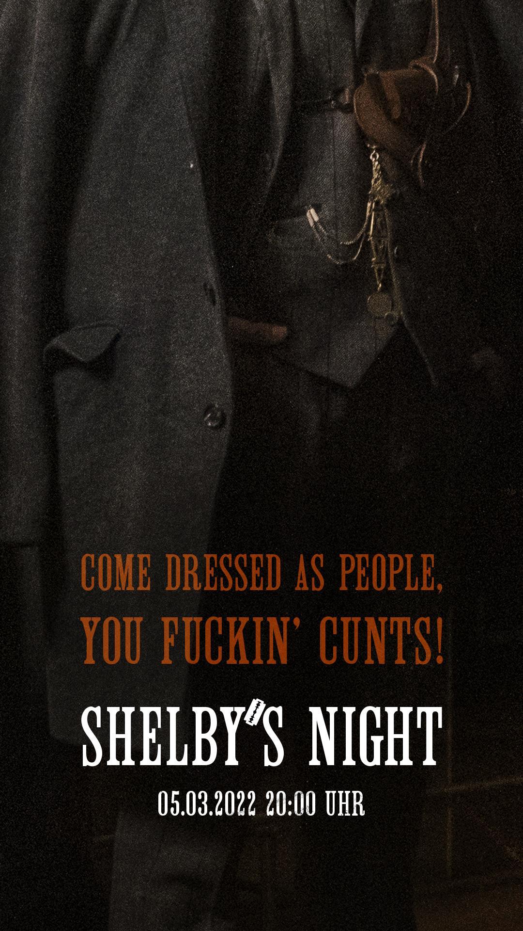 Ansicht einer Merchandise- oder Social-Anwendung von Shelby’s Night