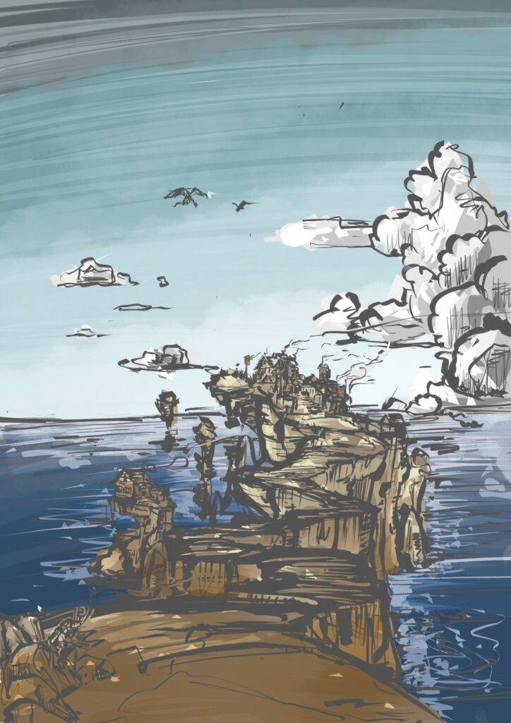 Ansicht einer atmosphärischen Landschaftsillustration