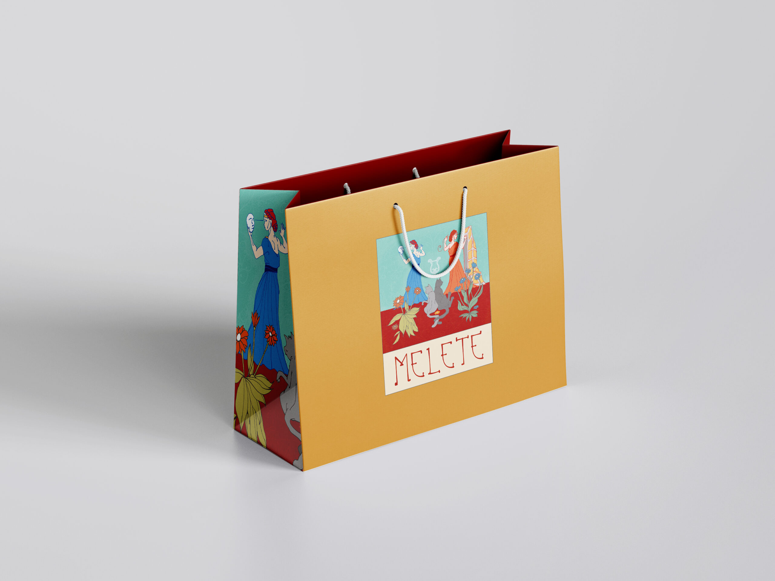 Melete Logo-Design auf Shopping-Bag-Mockup